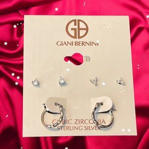 Giani Bernini Sterling Silver cubic zirconia 3 pair earrings